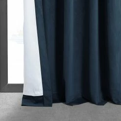 Deals 💯 Exclusive Fabrics Signature Midnight Blue Velvet Blackout Curtain Panel 🥰 -Exclusive Fabrics SHOP Exclusive Fabrics Signature Midnight Blue Velvet Blackout Single Curtain 281 Panel29 8
