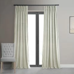 Wholesale 🎁 Exclusive Fabrics Signature Pleated Blackout Velvet Curtain (1 Panel) Porcelain White ✔️