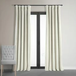 Cheap 😍 Exclusive Fabrics Signature Porcelain White Velvet Blkt Curtain (1 Panel) 🧨