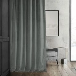 Best Sale 🛒 Exclusive Fabrics Signature Silver Grey Blackout Velvet Curtain Panel ✨ -Exclusive Fabrics SHOP Exclusive Fabrics Signature Silver Grey Blackout Velvet Curtain 281 Panel29 2