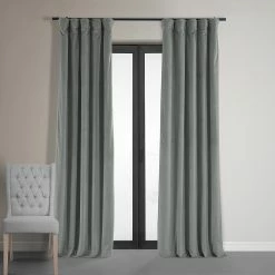 Best Sale 🛒 Exclusive Fabrics Signature Silver Grey Blackout Velvet Curtain Panel ✨