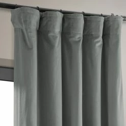 Best Sale 🛒 Exclusive Fabrics Signature Silver Grey Blackout Velvet Curtain Panel ✨ -Exclusive Fabrics SHOP Exclusive Fabrics Signature Silver Grey Blackout Velvet Curtain 281 Panel29 3