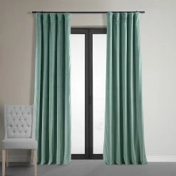 Discount 🛒 Exclusive Fabrics Signature Velvet 84-inch Blackout Curtain (1 Panel) Everglade Teal 🌟 -Exclusive Fabrics SHOP Exclusive Fabrics Signature Velvet 84 inch Blackout Curtain 281 Panel29 1