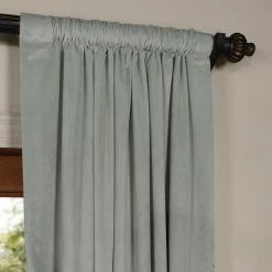Discount ⌛ Exclusive Fabrics Signature Velvet Blackout Curtain (1 Panel) Reflection Grey 🔥 -Exclusive Fabrics SHOP Exclusive Fabrics Signature Velvet Blackout Curtain Panel 7
