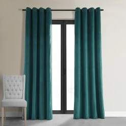 New ✔️ Exclusive Fabrics Signature Velvet Grommet 96in Blackout Curtain (1 Panel) Everglade Teal 🔥 -Exclusive Fabrics SHOP Exclusive Fabrics Signature Velvet Grommet 96in Blackout Curtain 281 Panel29 2