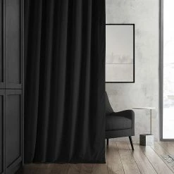 Flash Sale 👍 Exclusive Fabrics Signature Warm Black Velvet Single Blackout Curtain Panel 🔔 -Exclusive Fabrics SHOP Exclusive Fabrics Signature Warm Black Velvet Single Blackout Curtain 281 Panel29 2