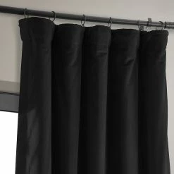 Flash Sale 👍 Exclusive Fabrics Signature Warm Black Velvet Single Blackout Curtain Panel 🔔 -Exclusive Fabrics SHOP Exclusive Fabrics Signature Warm Black Velvet Single Blackout Curtain 281 Panel29 3