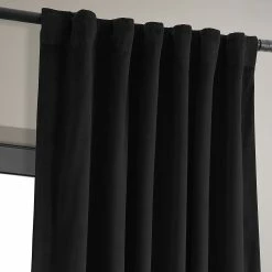 Flash Sale 👍 Exclusive Fabrics Signature Warm Black Velvet Single Blackout Curtain Panel 🔔 -Exclusive Fabrics SHOP Exclusive Fabrics Signature Warm Black Velvet Single Blackout Curtain 281 Panel29 5