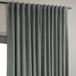 Best Pirce 🤩 Exclusive Fabrics Silver Grey Velvet Blackout Extra Wide Curtain (1 Panel) 😉 -Exclusive Fabrics SHOP Exclusive Fabrics Silver Grey Velvet Blackout Extra Wide Curtain 281 Panel29 4