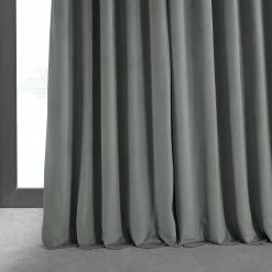 Best Pirce 🤩 Exclusive Fabrics Silver Grey Velvet Blackout Extra Wide Curtain (1 Panel) 😉 -Exclusive Fabrics SHOP Exclusive Fabrics Silver Grey Velvet Blackout Extra Wide Curtain 281 Panel29 5