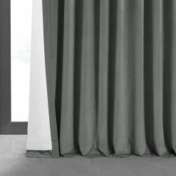 Best Pirce 🤩 Exclusive Fabrics Silver Grey Velvet Blackout Extra Wide Curtain (1 Panel) 😉 -Exclusive Fabrics SHOP Exclusive Fabrics Silver Grey Velvet Blackout Extra Wide Curtain 281 Panel29 6