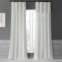 Cheap 😀 Exclusive Fabrics Single Ruched Faux Solid Taffeta Curtain (1 Panel) Mushroom 🔥