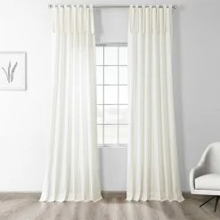 Budget ⌛ Exclusive Fabrics Solid Cotton Tie-Top Curtain (1 Panel) White 💯