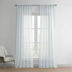 Buy 😍 Exclusive Fabrics Solid Faux Linen Sheer Curtain (1 Panel) Gravel Grey 🔔