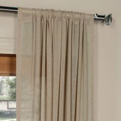 Buy 😍 Exclusive Fabrics Solid Faux Linen Sheer Curtain (1 Panel) Gravel Grey 🔔 -Exclusive Fabrics SHOP Exclusive Fabrics Solid Faux Linen Sheer Curtain Panel 2