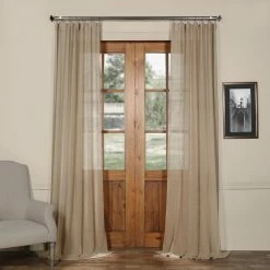 Buy 😍 Exclusive Fabrics Solid Faux Linen Sheer Curtain (1 Panel) Gravel Grey 🔔 -Exclusive Fabrics SHOP Exclusive Fabrics Solid Faux Linen Sheer Curtain Panel