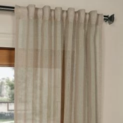 Buy 😍 Exclusive Fabrics Solid Faux Linen Sheer Curtain (1 Panel) Gravel Grey 🔔 -Exclusive Fabrics SHOP Exclusive Fabrics Solid Faux Linen Sheer Curtain Panel 3