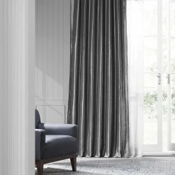 Cheapest 😀 Exclusive Fabrics Solid Faux Silk Taffeta Graphite Single Curtain (1 Panel) 🌟 -Exclusive Fabrics SHOP Exclusive Fabrics Solid Faux Silk Taffeta Graphite Single Curtain 281 Panel29 1