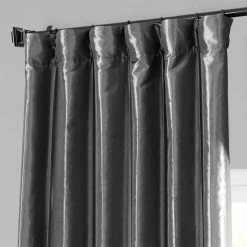 Cheapest 😀 Exclusive Fabrics Solid Faux Silk Taffeta Graphite Single Curtain (1 Panel) 🌟 -Exclusive Fabrics SHOP Exclusive Fabrics Solid Faux Silk Taffeta Graphite Single Curtain 281 Panel29 2