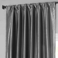 Cheapest 😀 Exclusive Fabrics Solid Faux Silk Taffeta Graphite Single Curtain (1 Panel) 🌟 -Exclusive Fabrics SHOP Exclusive Fabrics Solid Faux Silk Taffeta Graphite Single Curtain 281 Panel29 3