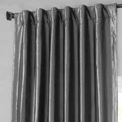 Cheapest 😀 Exclusive Fabrics Solid Faux Silk Taffeta Graphite Single Curtain (1 Panel) 🌟 -Exclusive Fabrics SHOP Exclusive Fabrics Solid Faux Silk Taffeta Graphite Single Curtain 281 Panel29 4
