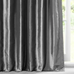 Cheapest 😀 Exclusive Fabrics Solid Faux Silk Taffeta Graphite Single Curtain (1 Panel) 🌟 -Exclusive Fabrics SHOP Exclusive Fabrics Solid Faux Silk Taffeta Graphite Single Curtain 281 Panel29 5