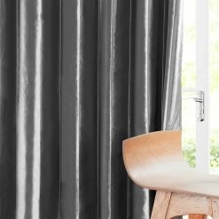 Cheapest 😀 Exclusive Fabrics Solid Faux Silk Taffeta Graphite Single Curtain (1 Panel) 🌟 -Exclusive Fabrics SHOP Exclusive Fabrics Solid Faux Silk Taffeta Graphite Single Curtain 281 Panel29 6