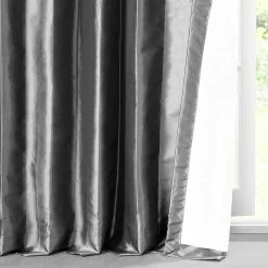Cheapest 😀 Exclusive Fabrics Solid Faux Silk Taffeta Graphite Single Curtain (1 Panel) 🌟 -Exclusive Fabrics SHOP Exclusive Fabrics Solid Faux Silk Taffeta Graphite Single Curtain 281 Panel29 7