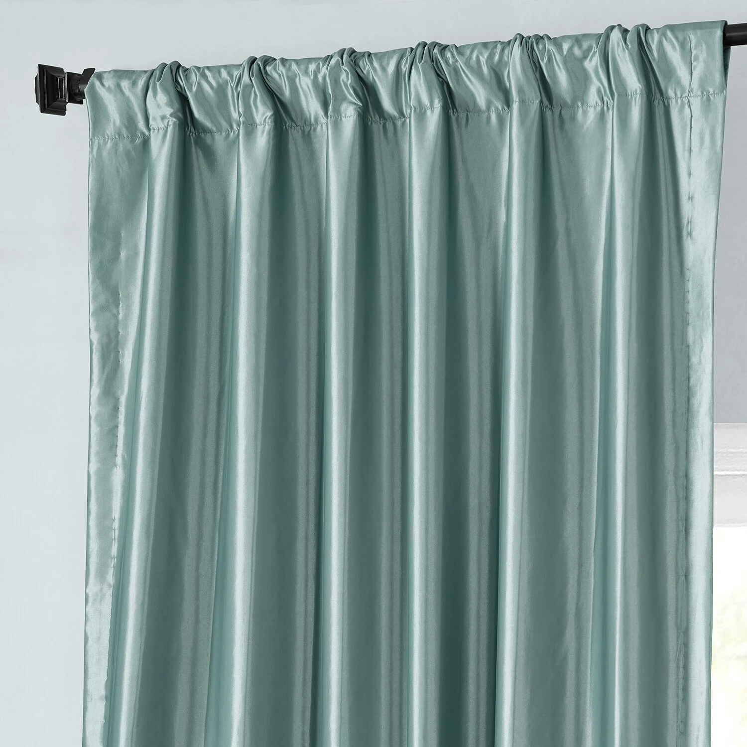 Best Sale π Exclusive Fabrics Solid Faux Silk Taffeta Robin's Egg Curtain (1 Panel) 𧨠6 Best Sale π Exclusive Fabrics Solid Faux Silk Taffeta Robin's Egg Curtain (1 Panel) 𧨠- Image 4