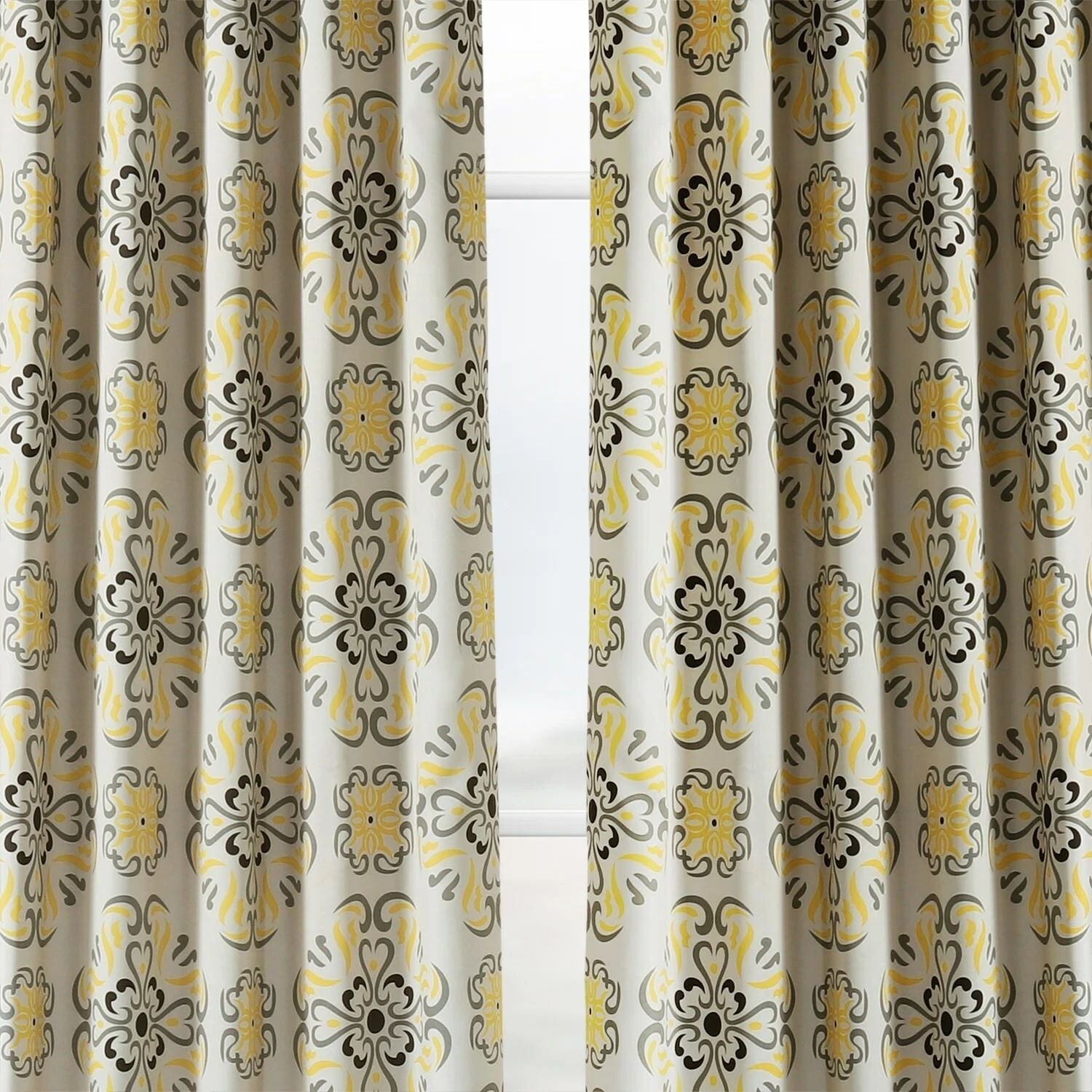 Coupon 🤩 Exclusive Fabrics Soliel Yellow/ Grey Damask Room Darkening Curtain Panel Pair (2 Panels) 🤩 12 Coupon 🤩 Exclusive Fabrics Soliel Yellow/ Grey Damask Room Darkening Curtain Panel Pair (2 Panels) 🤩 - Image 10