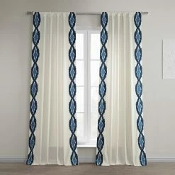 Top 10 😉 Exclusive Fabrics Sorong Solid Cotton Bordered Curtain (1 Panel Sorong Blue 🔔