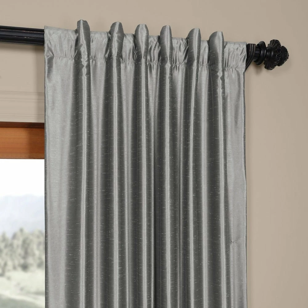 Wholesale 😍 Exclusive Fabrics Ex. Fabrics Storm Grey Faux Textured Dupioni Silk Curtain (1 Panel) ❤️ 6 Wholesale 😍 Exclusive Fabrics Ex. Fabrics Storm Grey Faux Textured Dupioni Silk Curtain (1 Panel) ❤️ - Image 4