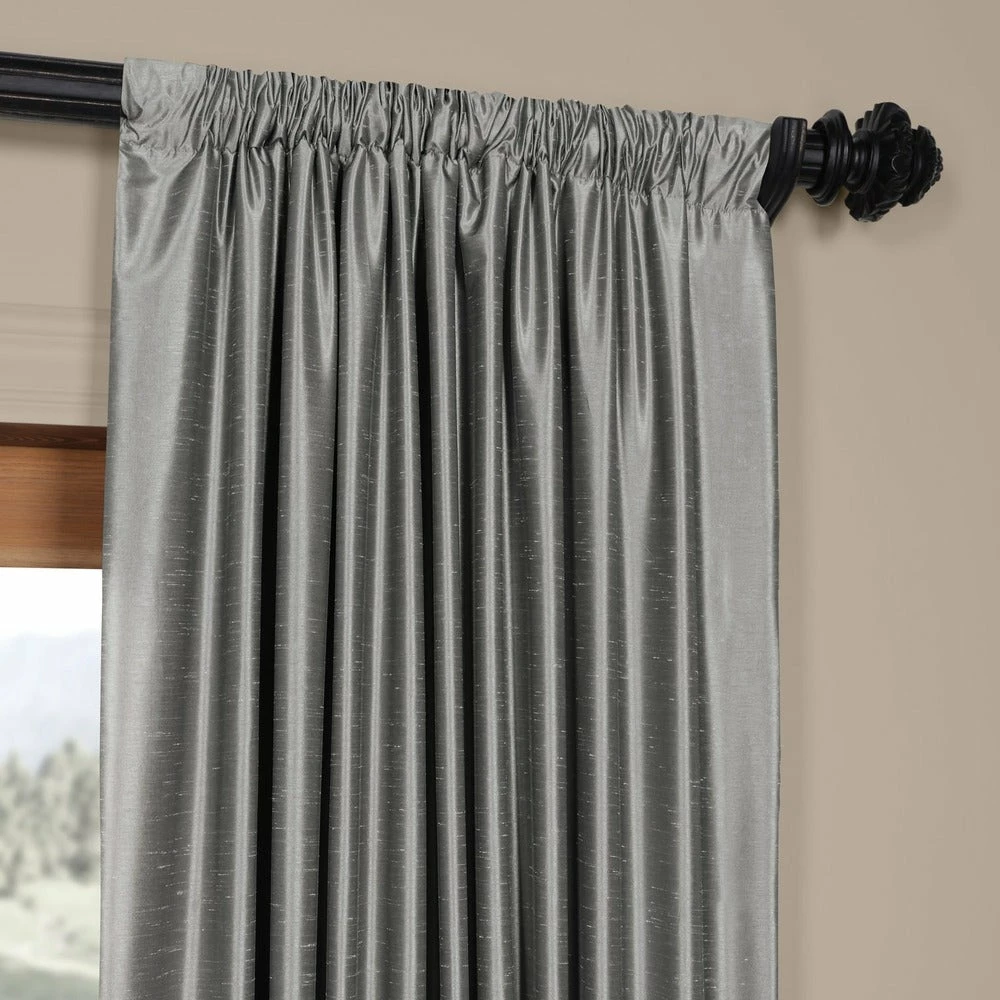 Wholesale 😍 Exclusive Fabrics Ex. Fabrics Storm Grey Faux Textured Dupioni Silk Curtain (1 Panel) ❤️ 5 Wholesale 😍 Exclusive Fabrics Ex. Fabrics Storm Grey Faux Textured Dupioni Silk Curtain (1 Panel) ❤️ - Image 3