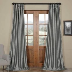 Wholesale ๐ Exclusive Fabrics Ex. Fabrics Storm Grey Faux Textured Dupioni Silk Curtain (1 Panel) โค๏ธ