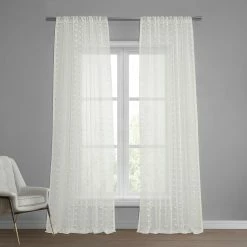 Cheapest 🎉 Exclusive Fabrics Strasbourg Dot Patterned Faux Linen Sheer Curtain (1 Panel) 🔥