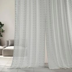 Cheapest 🎉 Exclusive Fabrics Strasbourg Dot Patterned Faux Linen Sheer Curtain (1 Panel) 🔥 -Exclusive Fabrics SHOP Exclusive Fabrics Strasbourg Dot Patterned Faux Linen Sheer Curtain 281 Panel29 6