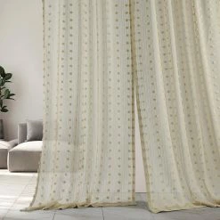Cheapest 🎉 Exclusive Fabrics Strasbourg Dot Patterned Faux Linen Sheer Curtain (1 Panel) 🔥 -Exclusive Fabrics SHOP Exclusive Fabrics Strasbourg Dot Patterned Faux Linen Sheer Curtain 281 Panel29 8