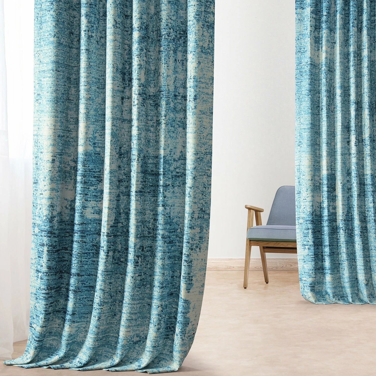 Outlet 🤩 Exclusive Fabrics Strata Printed Linen Textured Blackout Curtain (1 Panel) Strata Blue ❤️ 5 Outlet 🤩 Exclusive Fabrics Strata Printed Linen Textured Blackout Curtain (1 Panel) Strata Blue ❤️ - Image 3