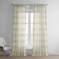 Coupon 🔥 Exclusive Fabrics Suez Embroidered Faux Linen Sheer Curtain (1 Panel) Natural 🤩 -Exclusive Fabrics SHOP Exclusive Fabrics Suez Embroidered Faux Linen Sheer Curtain 281 Panel29 1