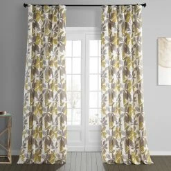 Budget 😀 Exclusive Fabrics Sunny Day Printed Cotton Curtain (1 Panel) Sunny Day Gold 😍