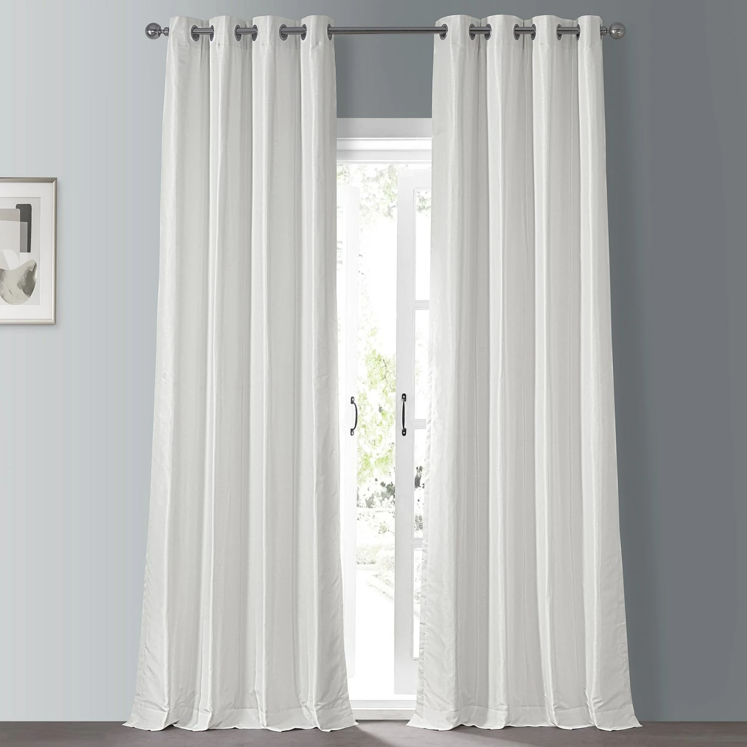 Budget ✔️ Exclusive Fabrics Textured Dupioni Faux Silk 84-inch Grommet Blackout Grommet Curtain (1 Panel) - 50 X 84 Silver 😉 6 Budget ✔️ Exclusive Fabrics Textured Dupioni Faux Silk 84-inch Grommet Blackout Grommet Curtain (1 Panel) - 50 X 84 Silver 😉 - Image 4