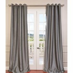 Budget ✔️ Exclusive Fabrics Textured Dupioni Faux Silk 84-inch Grommet Blackout Grommet Curtain (1 Panel) - 50 X 84 Silver 😉