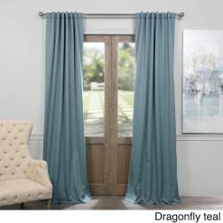 Outlet 💯 Exclusive Fabrics Blackout Room Darkening 84-inch Curtain Panel Pair (2 Panels) Dragonfly Teal 😉 -Exclusive Fabrics SHOP Exclusive Fabrics Thermal Insulated Solid Blackout 84 inch Curtain Panel Pair 151322ae ca8d 4261 82f4 0447f210075c 1000