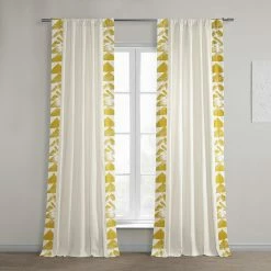 Budget ❤️ Exclusive Fabrics Traid Solid Cotton Bordered Curtain (1 Panel) Traid Gold 🔔 -Exclusive Fabrics SHOP Exclusive Fabrics Traid Solid Cotton Bordered Curtain 281 Panel29 9