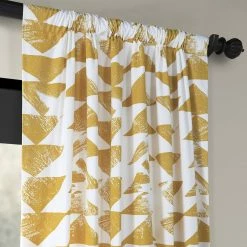 Outlet 🌟 Exclusive Fabrics Triad Printed Cotton Twill Curtain (1 Panel) Gold 💯 -Exclusive Fabrics SHOP Exclusive Fabrics Triad Gold Printed Cotton Twill Curtain Panel 5