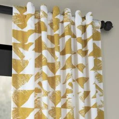 Outlet 🌟 Exclusive Fabrics Triad Printed Cotton Twill Curtain (1 Panel) Gold 💯 -Exclusive Fabrics SHOP Exclusive Fabrics Triad Gold Printed Cotton Twill Curtain Panel 6