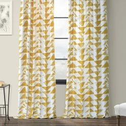 Outlet 🌟 Exclusive Fabrics Triad Printed Cotton Twill Curtain (1 Panel) Gold 💯 -Exclusive Fabrics SHOP Exclusive Fabrics Triad Gold Printed Cotton Twill Curtain Panel 8
