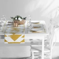 Wholesale 🔥 Exclusive Fabrics Triad Printed Cotton Table Runner & Placemats Triad Gold ✨ -Exclusive Fabrics SHOP Exclusive Fabrics Triad Printed Cotton Table Runner 26 Placemats 1