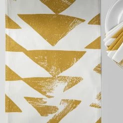 Wholesale 🔥 Exclusive Fabrics Triad Printed Cotton Table Runner & Placemats Triad Gold ✨ -Exclusive Fabrics SHOP Exclusive Fabrics Triad Printed Cotton Table Runner 26 Placemats 4
