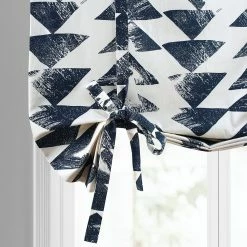 Hot Sale 🧨 Exclusive Fabrics Triad Printed Cotton Tie-Up Window Shade - 46 X 63 Triad Indigo 👏 -Exclusive Fabrics SHOP Exclusive Fabrics Triad Printed Cotton Tie Up Window Shade 10